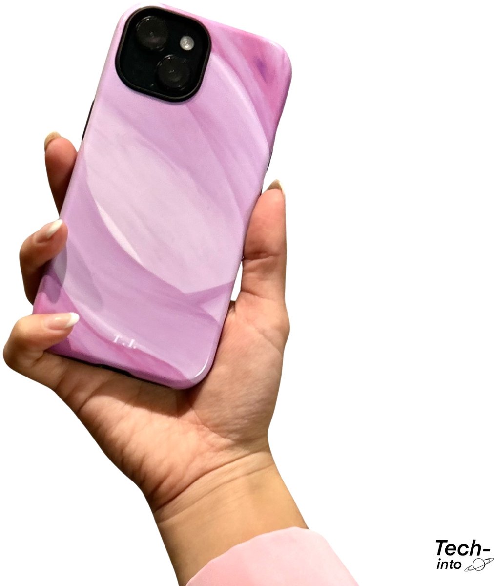 iPhone 16 Pro Hoesje - Soft Pink Wave Case - Shockproof Hoesje - Roze - Camera Bescherming - Glanzende afwerking