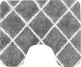 Dutch House Toiletmat Menton - WC Mat 60x50cm - Grijs - Antislip - Toiletmat met uitsparing - Badkamer Mat - WC Mat - Snel Absorberend - Snel Drogende Toiletmat