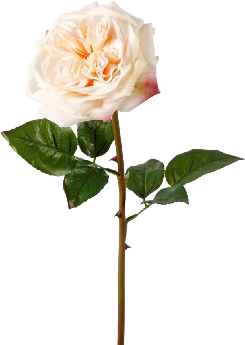 Viv! Home Luxuries Roos - Real Touch - zijden bloem - perzik - 61cm