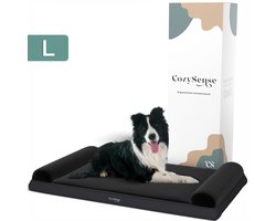 CozySense® Orthopedisch Hondenkussen - 90 X 55 cm - Maat L - Waterdicht - Geschikt Als Benchkussen & Hondenbed - Wasbare Hoes - Zwart