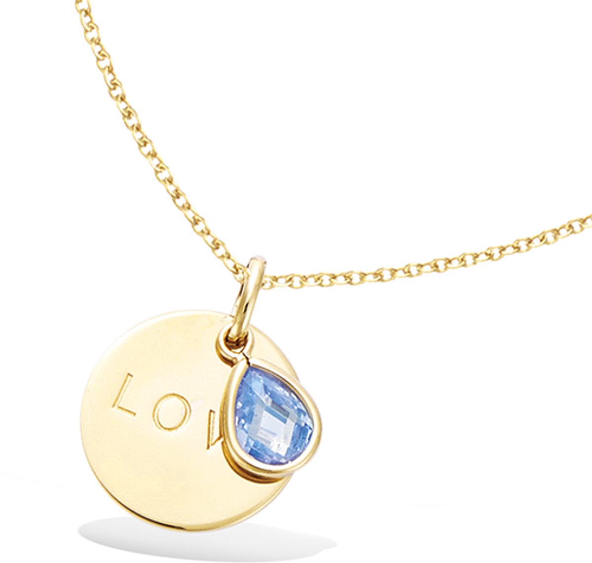 CHIVAL Blue Love Drop Ketting – 18K Verguld Goud – Blauwe Druppel - Ronde Hanger – Tijdloos & Elegant – Hypoallergene Luxe Dames Ketting - Sieraad - Liefde - Romantiek - Geschenkverpakking
