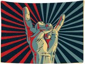 Ulticool - Rock Hand Music Retro Vintage - Tapisserie - 200x150 cm - Groot tapisserie - Affiche