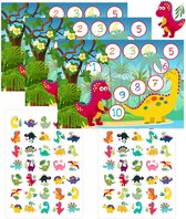 Beloningssysteem + Grote Stickers - Beloningskaarten Dino's + Beloningsstickers - 2 Stickervellen + 3 Dubbelzijdige Beloningskaarten - Beloningssysteem Kind - Zindelijkheidstraining Kind - Beloningssysteem - Plaskaarten - Beloningskalender - Luiers