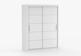 Schuifdeurkast LARA 06 – 2-deurs kledingkast, legplanken en kledingroede – modern design – 150x200x61 cm - LARA 06 (Wit)