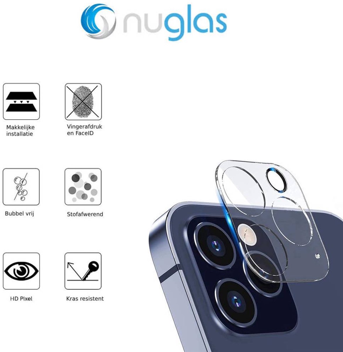 NuGlas camera lens protector voor iPhone 12 Pro - Beschermglas iPhone - Tempered Glass