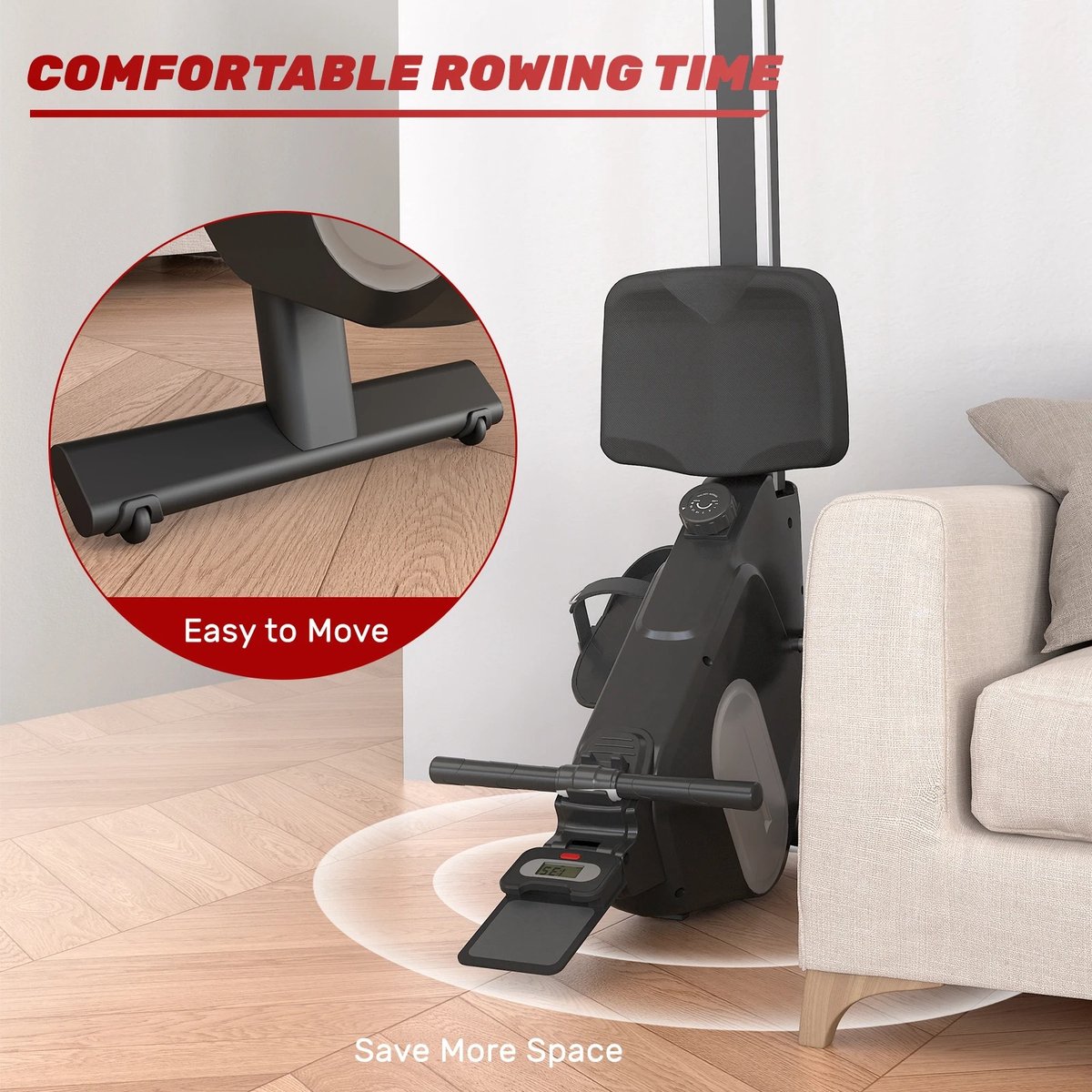Afbeelding 3 van CS®- Roeimachine- Roeiapparaat- Roeimachine inklapbaar- - Magnetische Roeitrainer Fitness- 16 Weerstandniveaus- LCD Monitor-