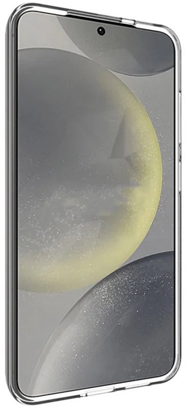 Coque de téléphone transparente enveloppant un smartphone.