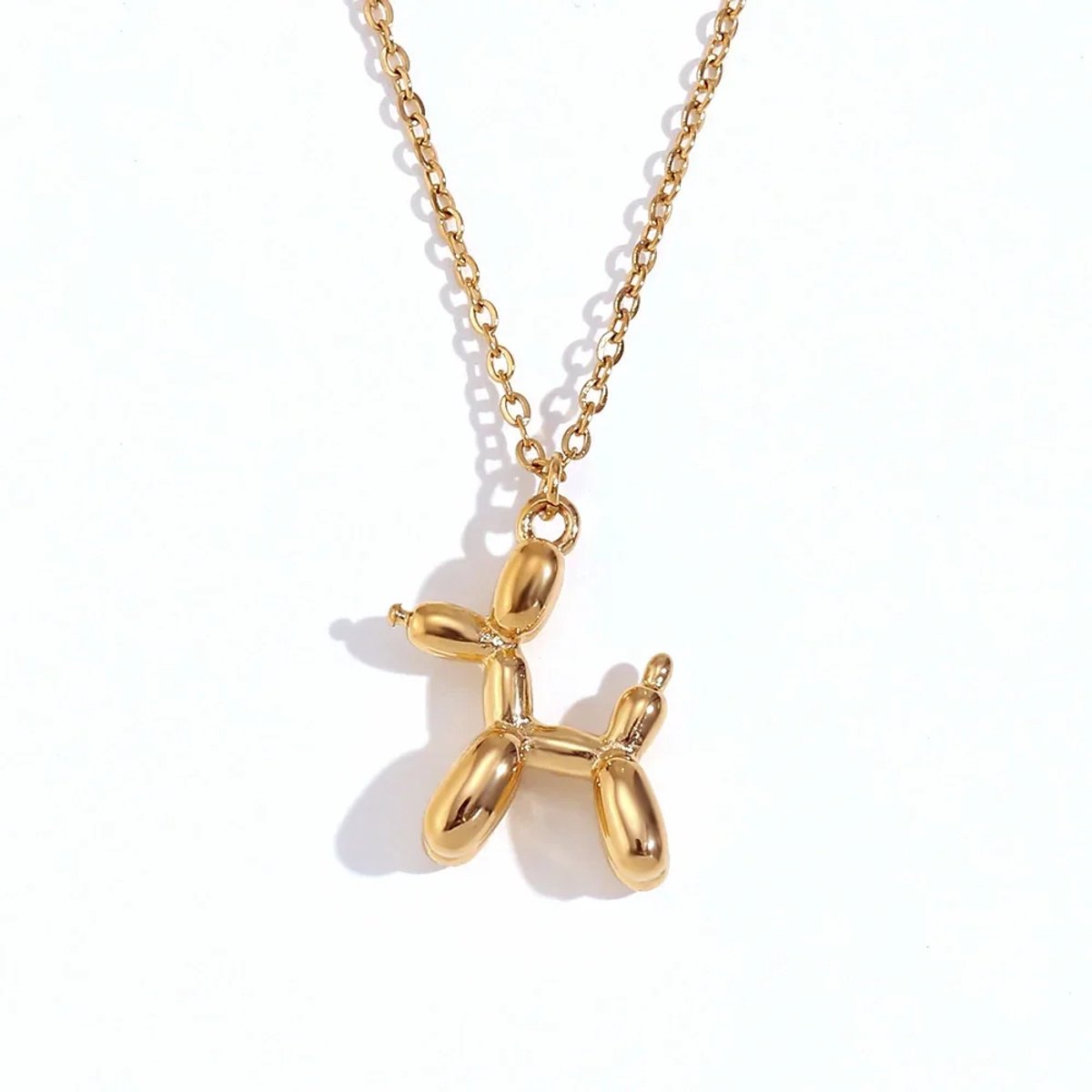 ketting met bedel ballon hond - necklace with charm dog - stainless steel - rvs - gold -