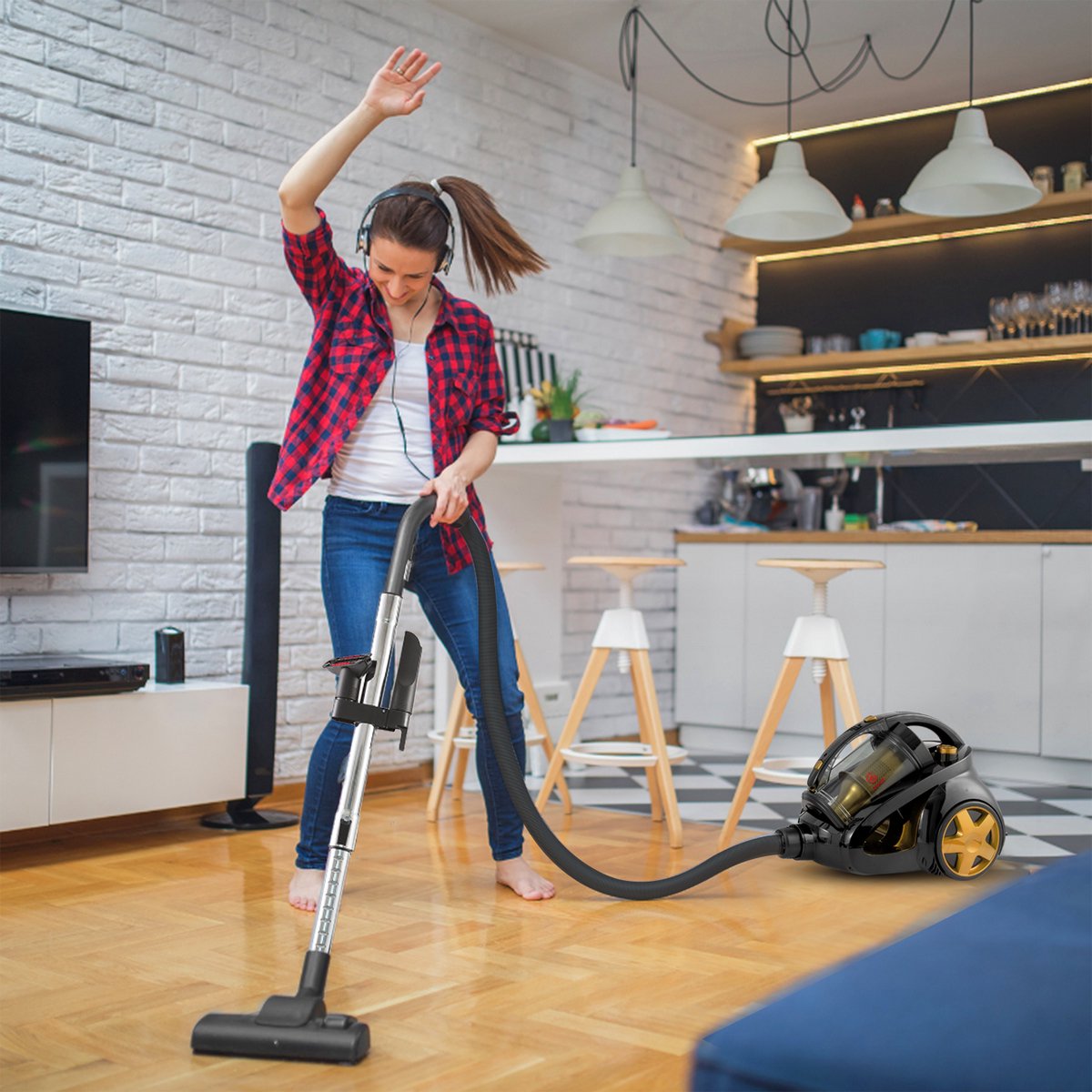 AG3100 Stofzuiger Zonder Zak - Gold - Stofzuigers - Vacuum Cleaner Zakloos - 8.5 Meter - 900W - Sterke Zuigkracht - HEPA Filter - Compact, Licht & Krachtig - Gemakkelijk Schoon Te Maken — afbeelding 3