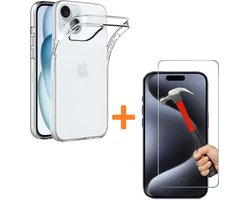 Hoesje Geschikt Voor Apple iPhone 16 Pro Max - Transparante Siliconen Backcover - Met 1 Screenprotector van 9H Gehard Glas - Ar202