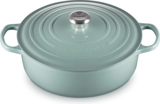 Le Creuset Lage Braad-/Stoofpan Signature Rond 30cm 6,2l Sea Salt Gietijzer