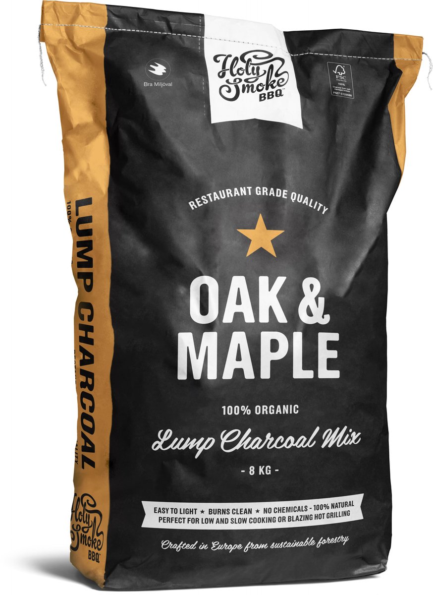 Holy Smoke BBQ - Restaurant Grade Premium Charcoal Oak / Maple 8kg - Houtskool / noodpakket koken op de BBQ