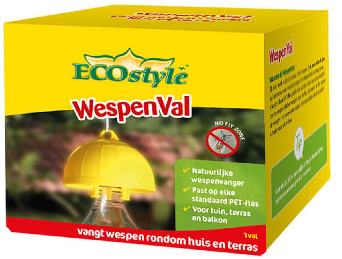 Goedkoopste ECOstyle WepenVal Tegen Wespen - Natuurlijke Wespenvanger - Herbruikbaar - Past op elk STandaard PET-Fles - Voor Tuin, Terras en Balkon
