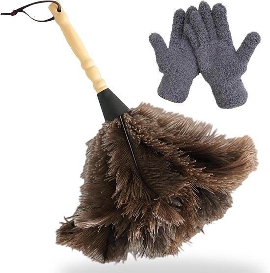 Ostrich Feather Duster Set - Anti-Static Natural Feathers with Wooden ...