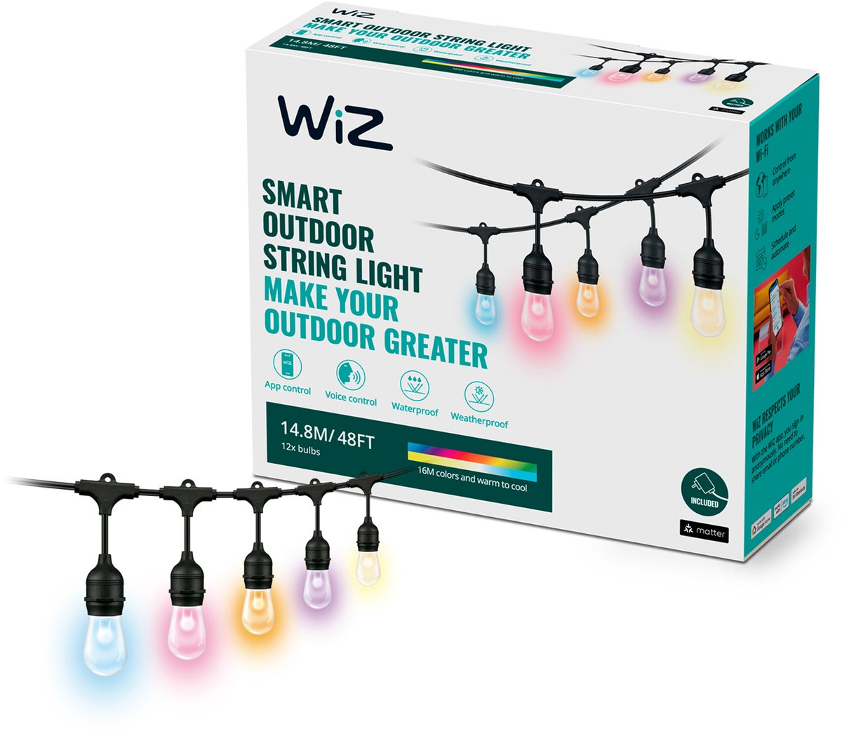WiZ Lichtsnoer voor buiten - Gekleurd en Wit licht