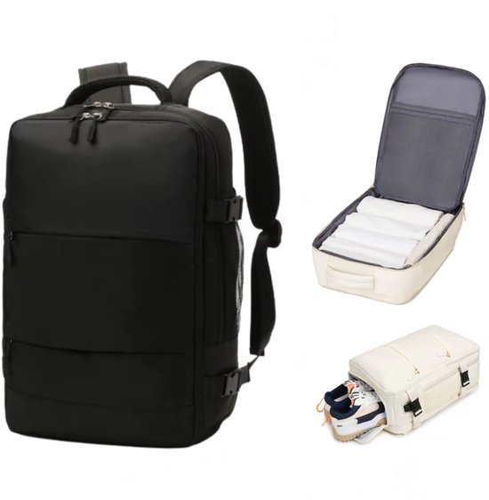 ADEL Handbagage Rugzak 40x30x20 cm Ideaal in het Vliegtuig - Waterafstotende Reistas met Schoenenvak en Handige Opbergvakken voor Zorgeloos Reizen