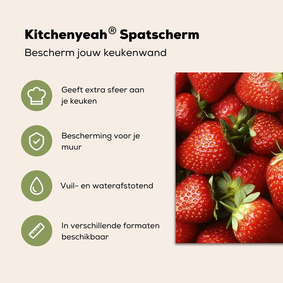 Crédence de Cuisinière en Aluminium 100x65 cm - Fraise - Fruit - Rouge - Écran Pare-éclaboussures pour Plaque de Cuisson - Protection Murale