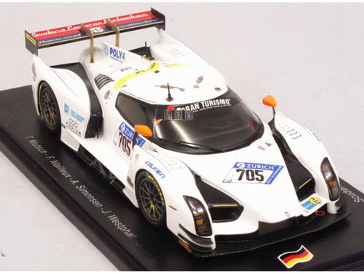 SCG003c Scuderia Cameron Glickenhaus Winner SP-X Class 24H Nürburgring 2018 (Wit) (10 cm) 1/43 Spark