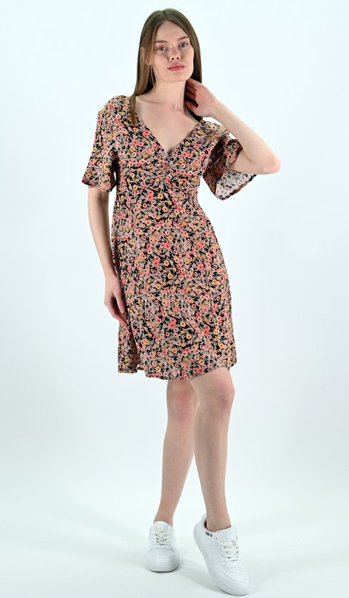 YesMooi - Mini -robe à imprimé floral - Col en V et dos nu - M (38) - Rose | Orange | Beige