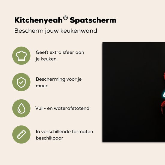 Crédence de Cuisinière en Aluminium 120x60 cm - Crabe - Rouge - Néon - Citation - Écran Pare-éclaboussures pour Plaque de Cuisson - Protection Murale