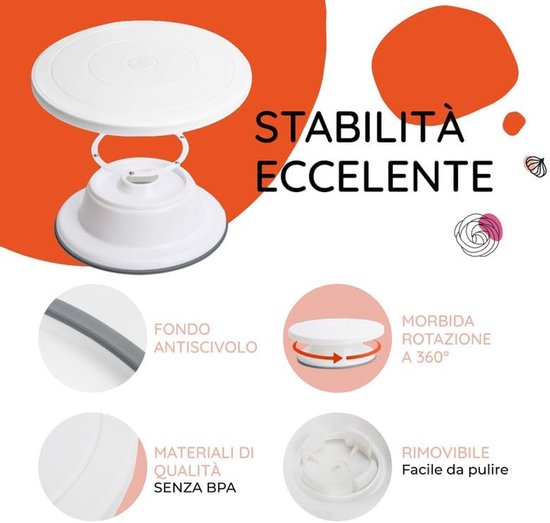 Kweiugfi Draaibare taartplateau, 27 cm, draaibare taartplaat met voet