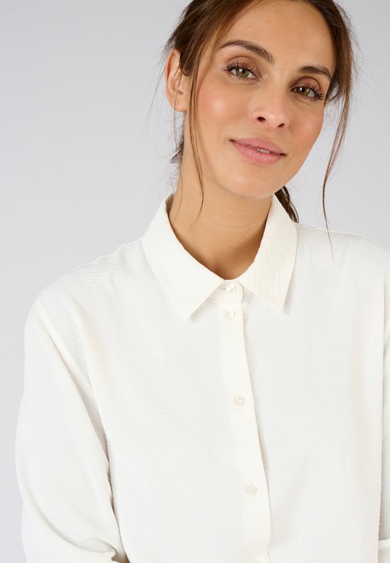 Damart - Chemisier uni en tissu gaufré - Femme - Wit - 44