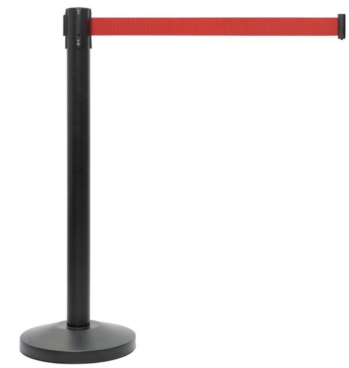 IVOL Afzetpaal met trekband - Zwarte afzetpaaltjes met rood lint - 200 cm