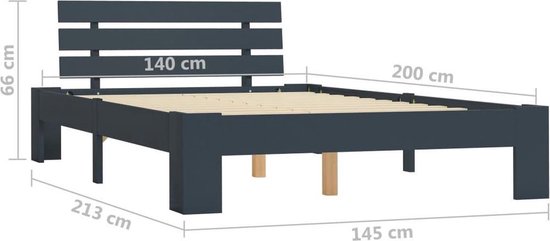The Living Store Cadre de lit Bois de pin Massief - 213 x 145 x 66 cm - Convient pour matelas 140 x 200 cm