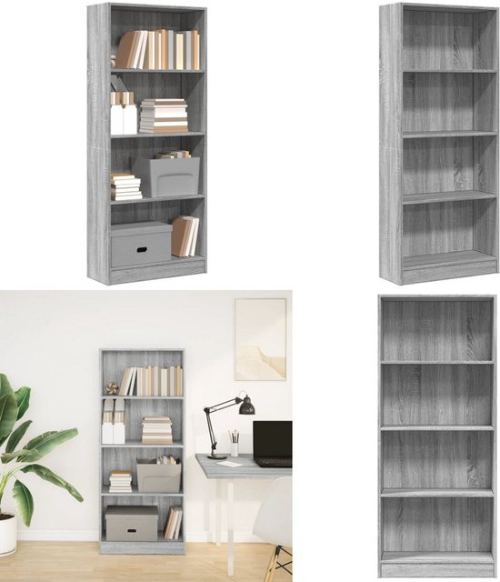 vidaXL Bibliothèque 60x24x143 cm Bois Gris Chêne Sonoma - Bibliothèque - Étagère à Boeken - Étagère