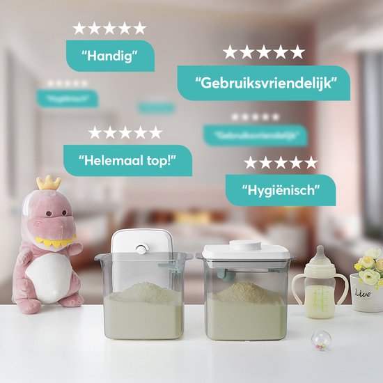 Ankou- Vacuum Anti-UV versie Luchtdichte Babyvoeding- & Bewaarcontainer (2300ml) met drukknop -UV bescherming– inclusief maatschep - Rond - BPA vrij- melkpoeder container bewaardoos-reisbox-bewaarbus — afbeelding 4