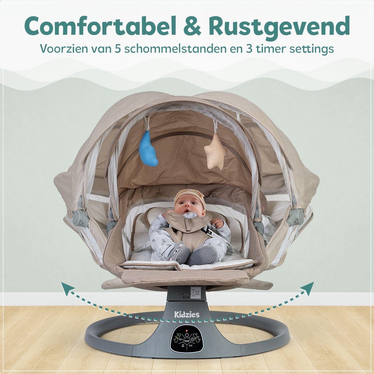 elektrische babyschommel met bluetooth, babywipstoel, afstandsbediening