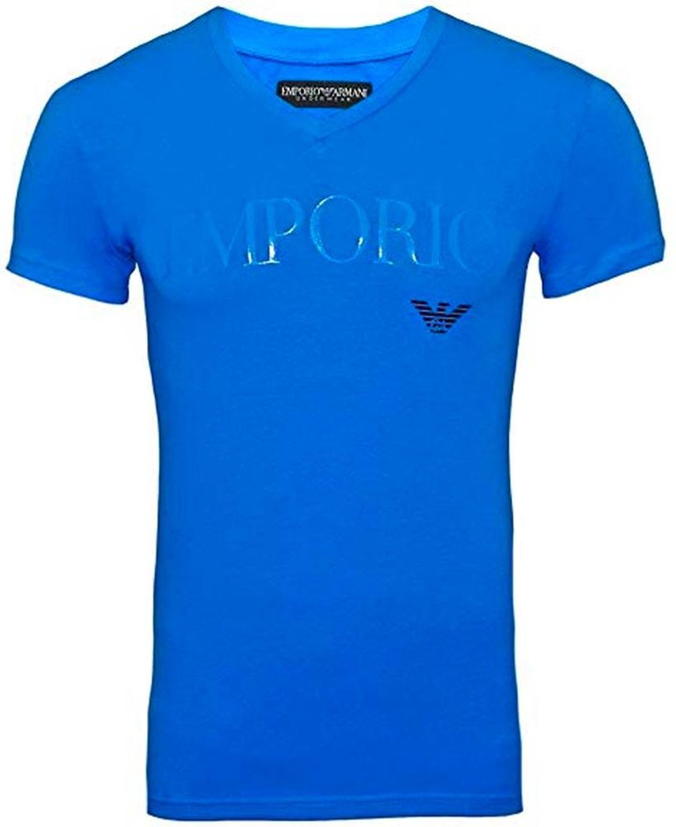 Emporio Armani - Heren - T-Shirt met EA Logo - Blauw - L |