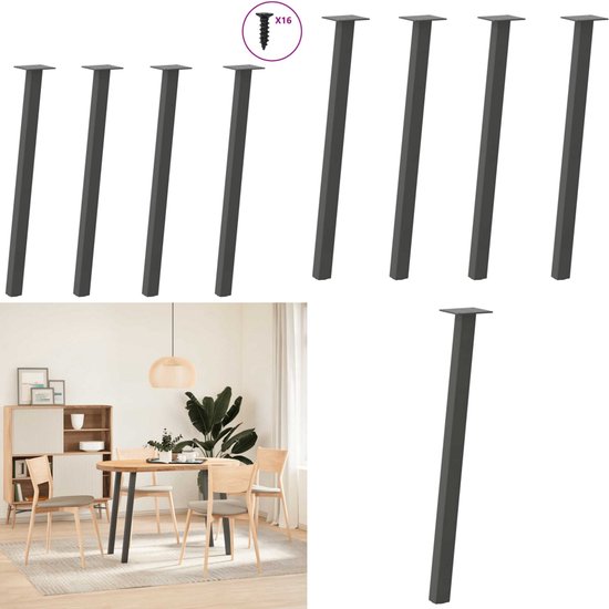 vidaXL Console tafelpoten 2 st T-vormig 25x28x(72-73) cm staal zwart