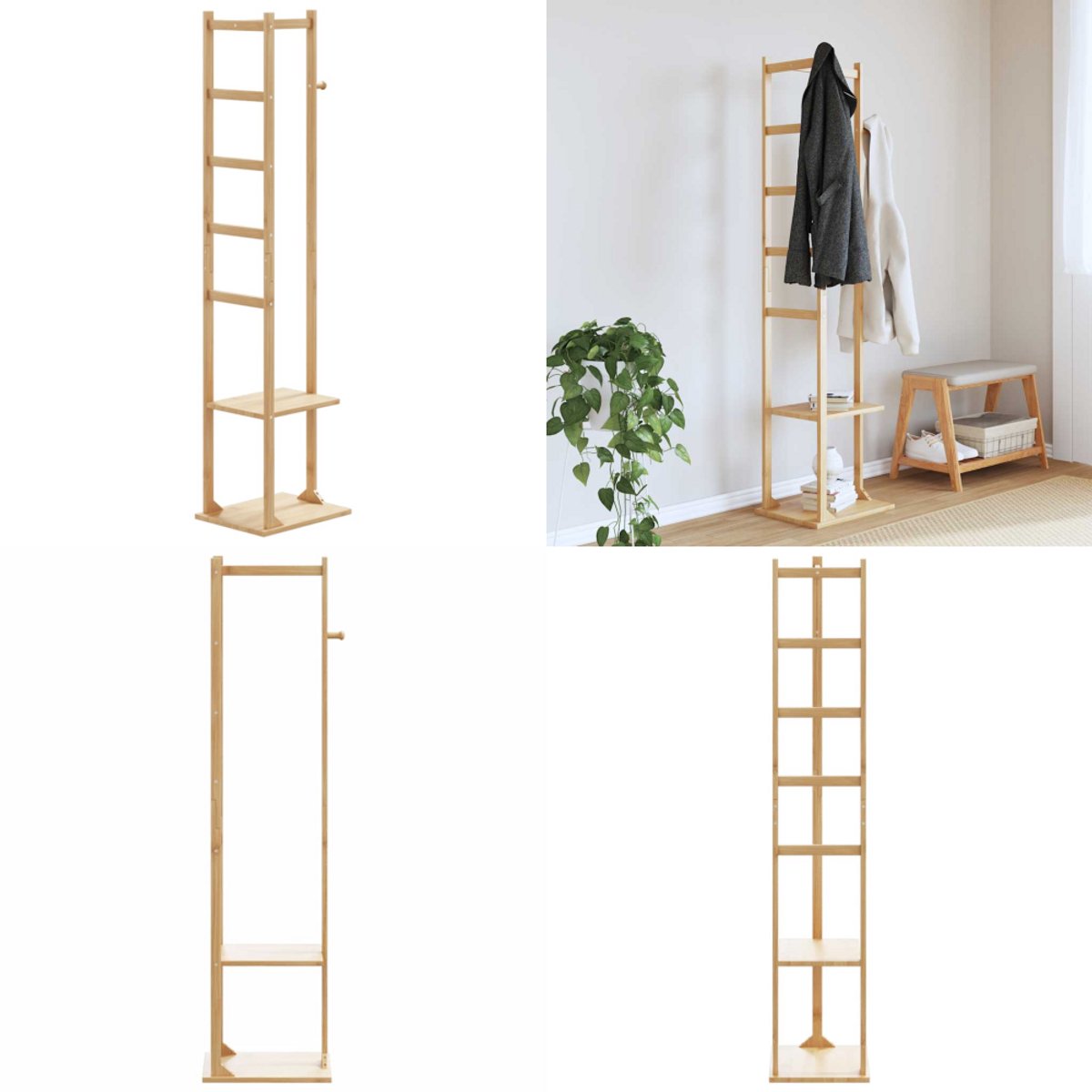VidaXL Kledingrek met schappen 110x40x175 cm bamboe