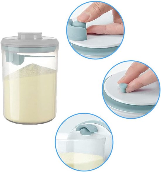 Ankou- Vacuum Luchtdichte Babyvoeding- & Bewaarcontainer (2000ml) met drukknop - inclusief maatschep - Rond - BPA vrij- melkpoeder container bewaardoos. van ANKOU — afbeelding 2