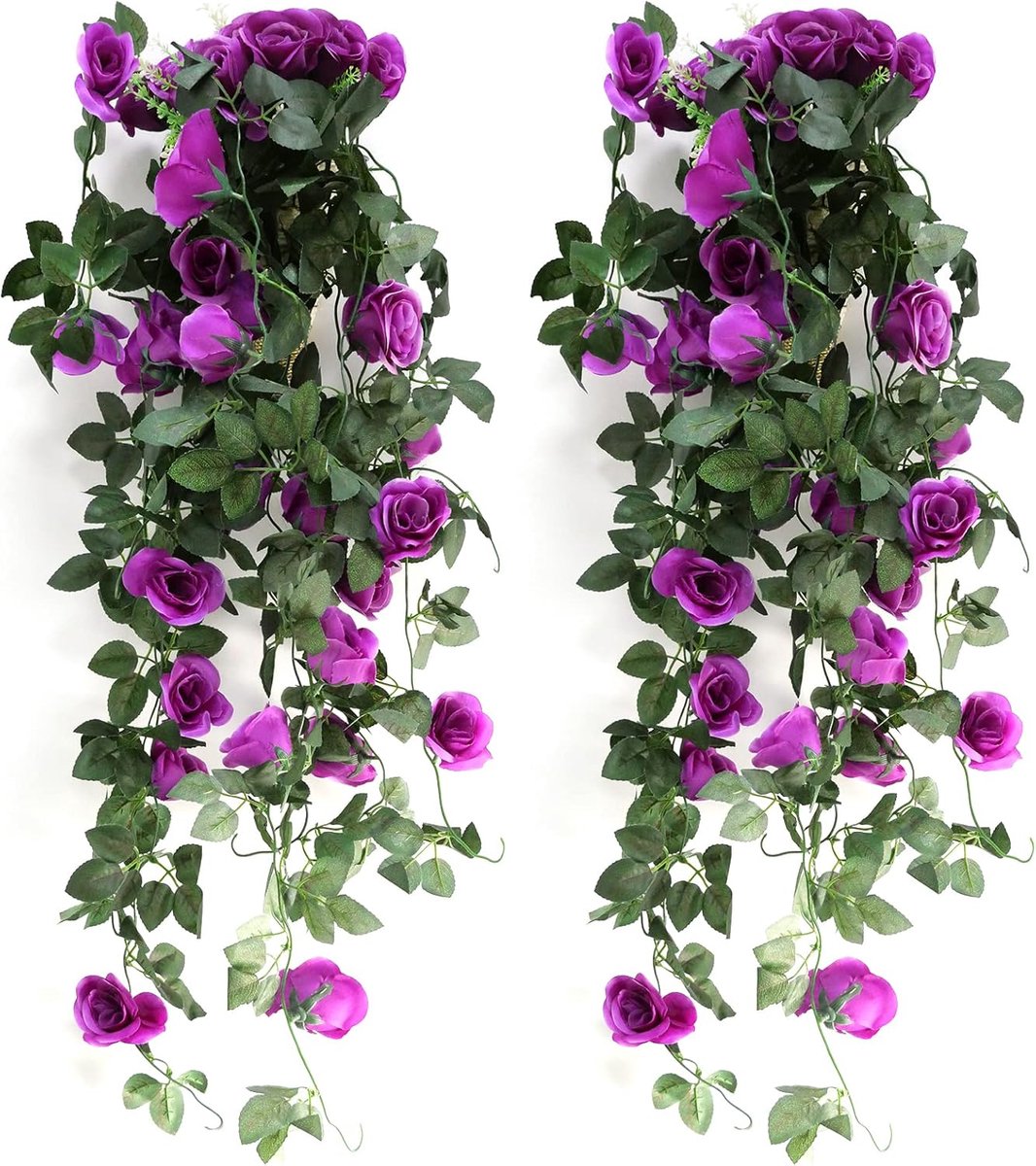 Kunsthangplanten 90 cm - 2 stuks, Purple Climbers voor Binnen en Buiten, Perfect voor Brui