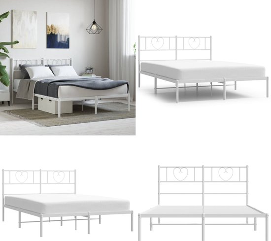 vidaXL Vervangend hoofdbord metaal wit 200 cm - Slaapkamer | Bedden