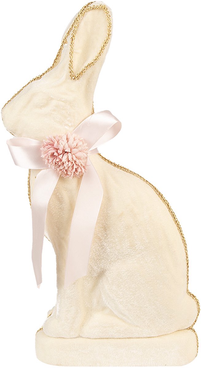 Decoratie Beeld Konijn 22x8x41 cm Beige Textiel