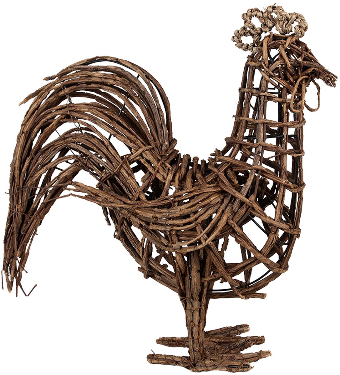 Decoratie Beeld Kip 34x15x39 cm Bruin Rotan