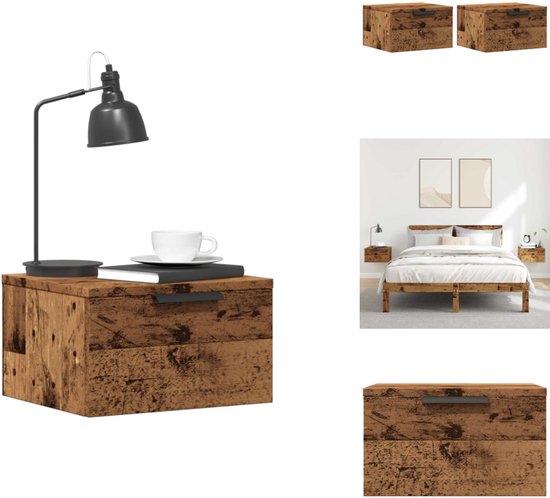 vidaXL Nachtkastjes 2 st wandgemonteerd 34x30x20 cm betongrijs