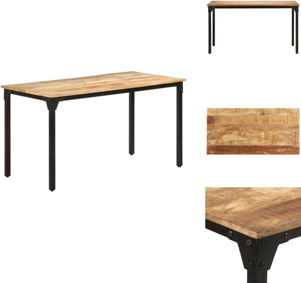 vidaXL - Eettafel - 140x70x76 - cm - ruw - mangohout