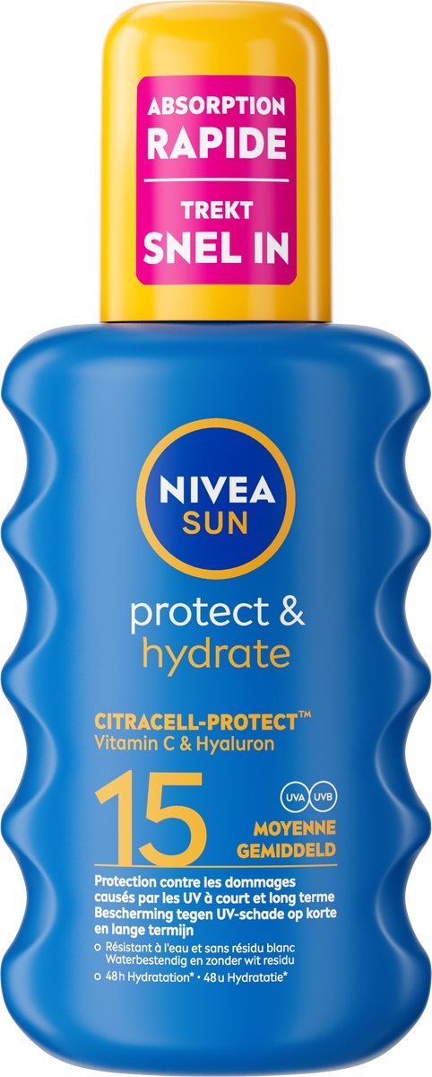 Goedkoopste NIVEA SUN Protect & Hydrate Zonnebrand Spray - SPF 15 - Zonnespray - Met Vitamine C - 200 ml