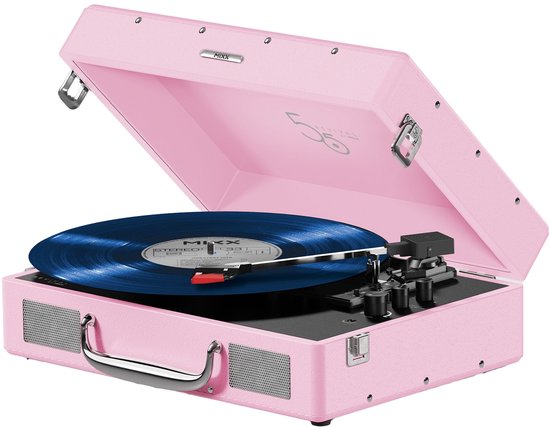 Mixx Revival 55 Stereo Vinyl - Platenspeler - Bluetooth - 33/45 RPM - Draagbare Koffer - Roze