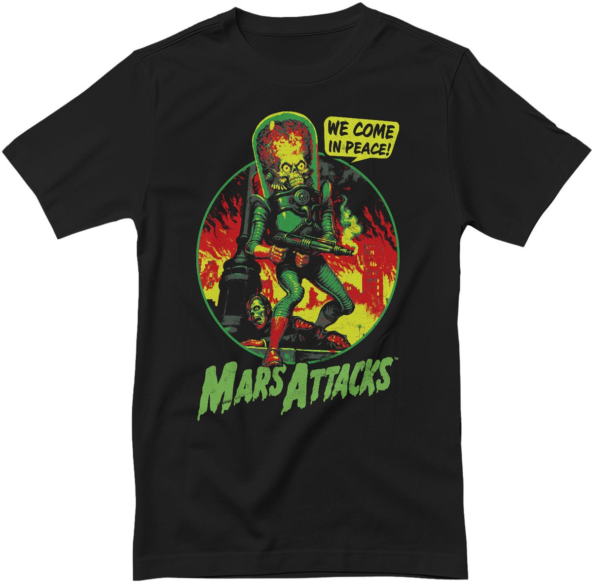 Mars Attacks shirt We Come In Peace S Zwart