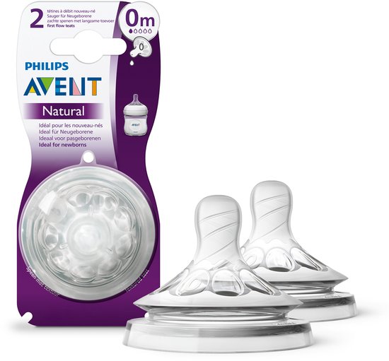 Philips Avent Natural Flesspeen - langzame flow - Pasgeborenen - SCF657/27
