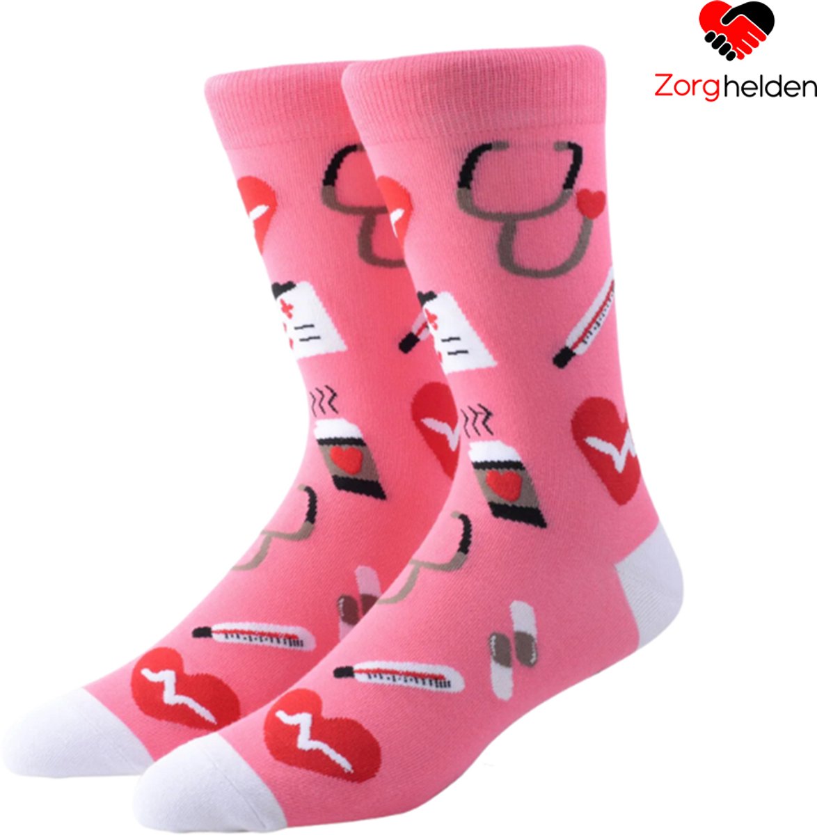 Zorghelden® Verpleegkundige sokken "Pink Love" - Zuster sokken - Verpleegkundige cadeau - Verpleegkundige accessoires - Medische sokken - Nurse sokken