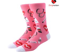 Zorghelden® Verpleegkundige sokken "Pink Love" - Zuster sokken - Verpleegkundige cadeau - Verpleegkundige accessoires - Medische sokken - Nurse sokken