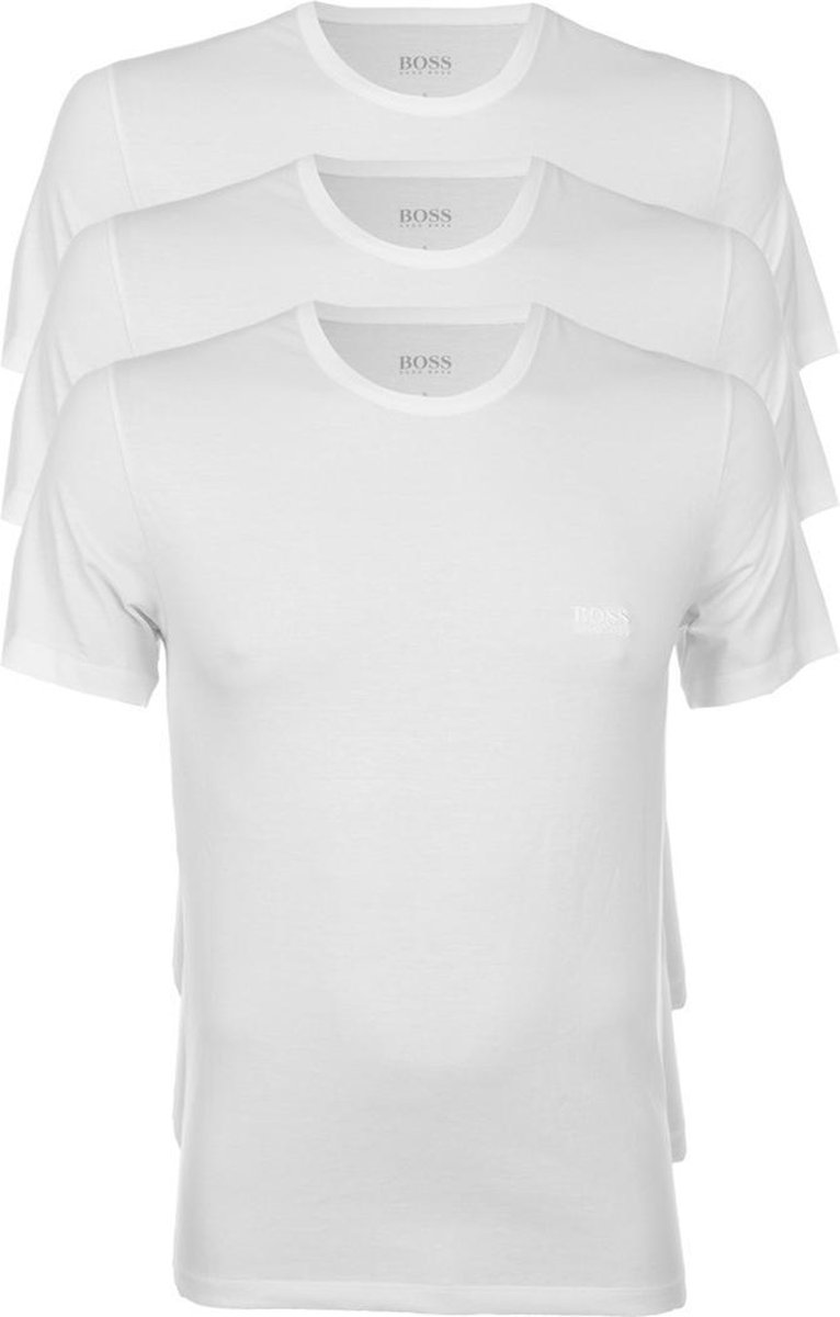 Hugo Boss Shirts Cotton Crewneck 3pack Heren Wit S