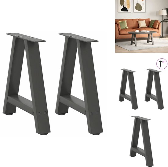 vidaXL Salontafelpoten 2 st U-vormig 70x(42-43) cm staal zwart - Salontafelpoot