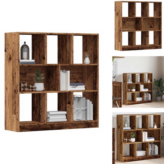 Boekenkast 97,5x29,5x100 cm bewerkt hout artisanaal eikenkleur